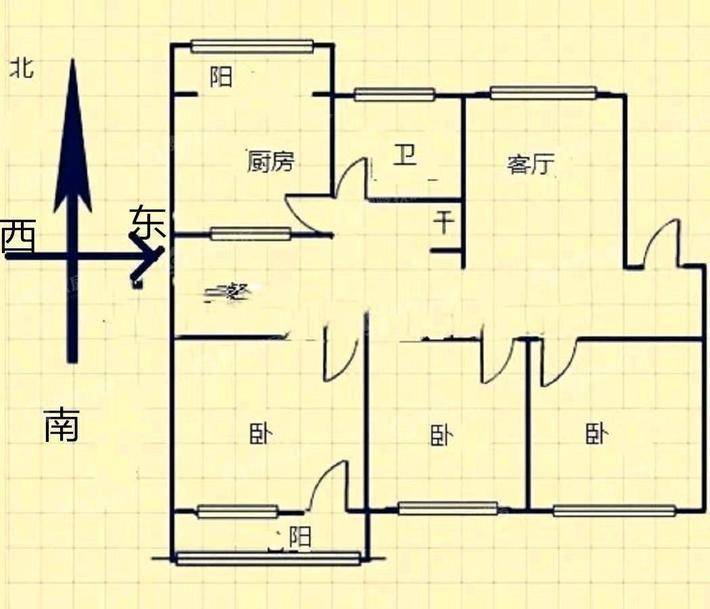 朝阳花园3室2厅1卫121㎡