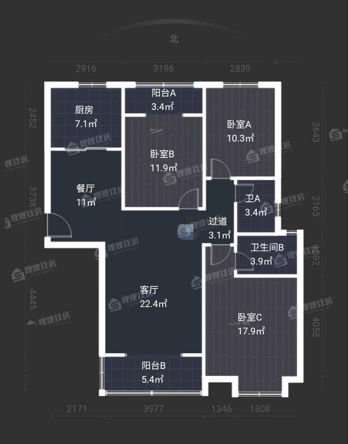 博雅盛世D区3室2厅2卫138㎡