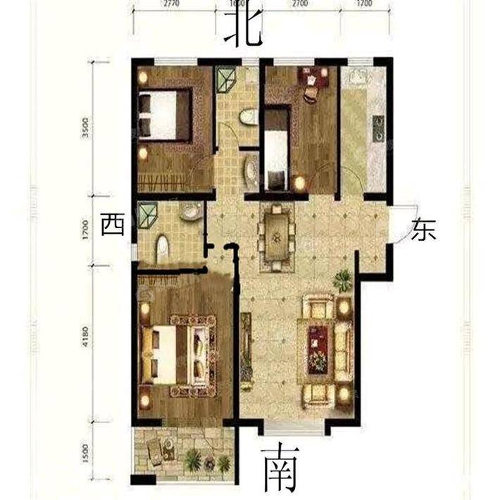 香堤荣府高层3室2厅2卫113㎡