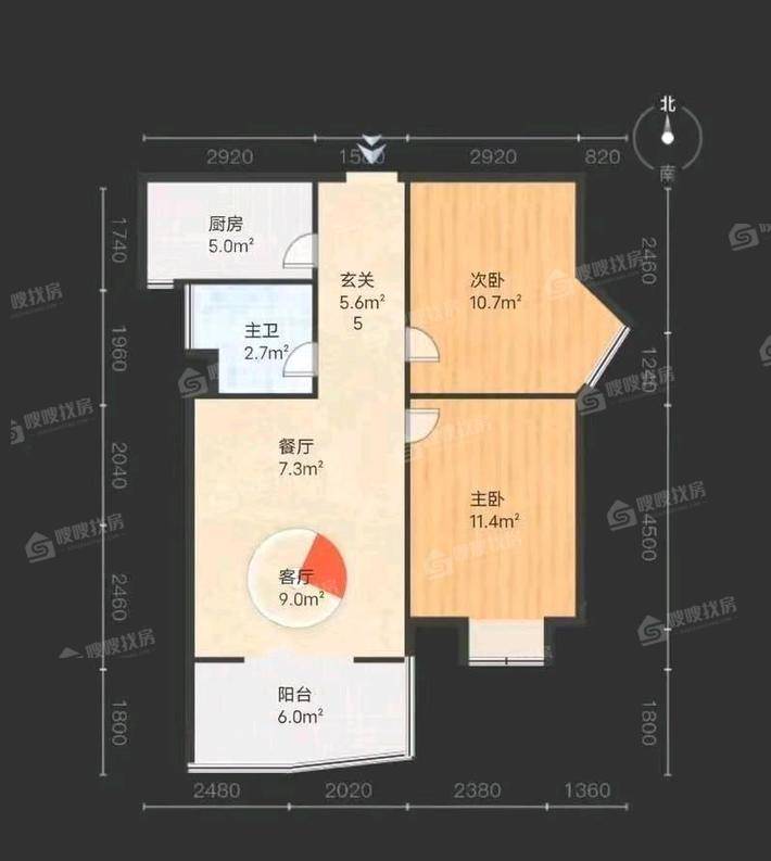 禧福荷堂A区2室1厅1卫68㎡
