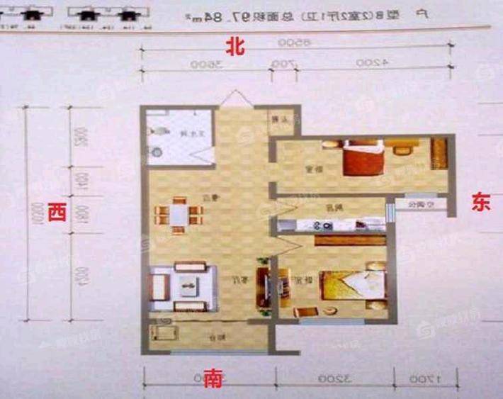 凤凰城（C区）2室2厅1卫95㎡