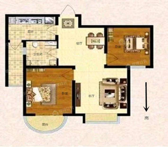 贻成御景国际2室2厅1卫87㎡