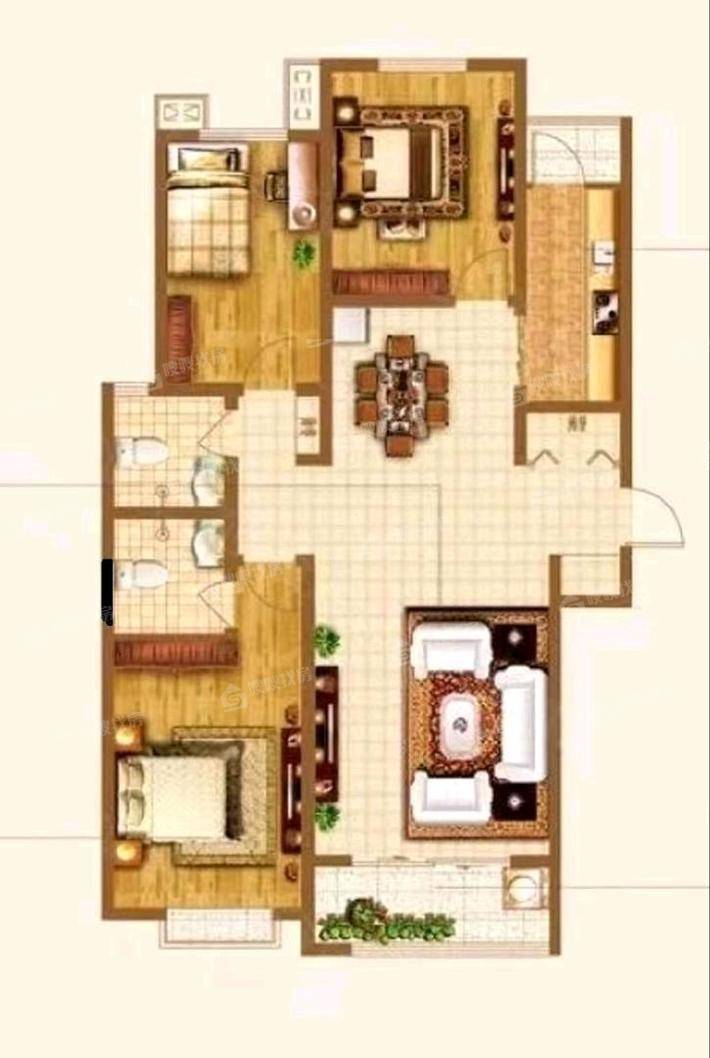 龙岸清华3室2厅2卫137㎡