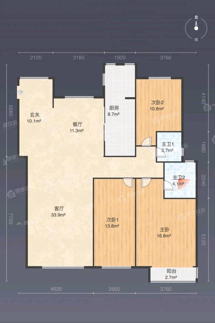 禧福荷堂A区3室2厅2卫136㎡