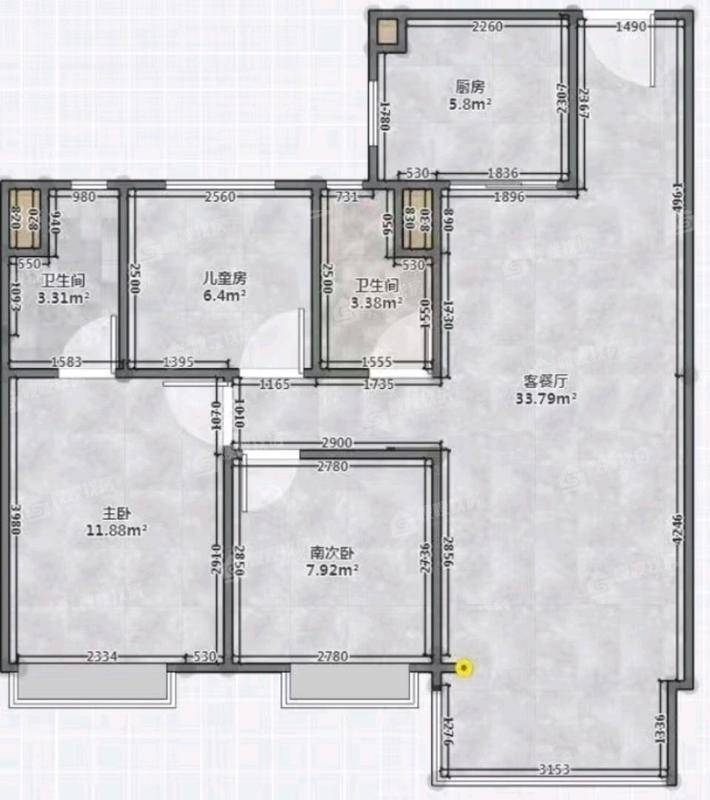 碧桂园江山印3室2厅1卫111㎡