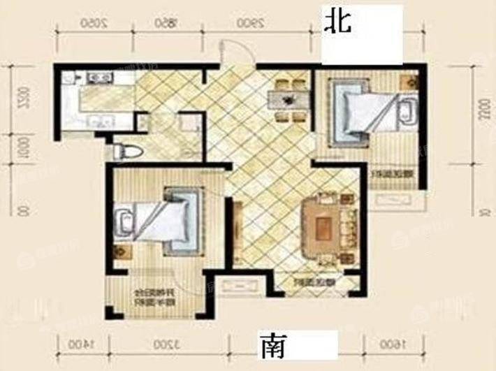 阿尔卡迪亚锦绣天地A区2室2厅1卫80㎡