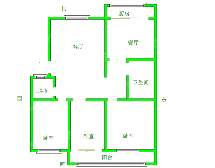 二针宿舍3室2厅2卫132㎡