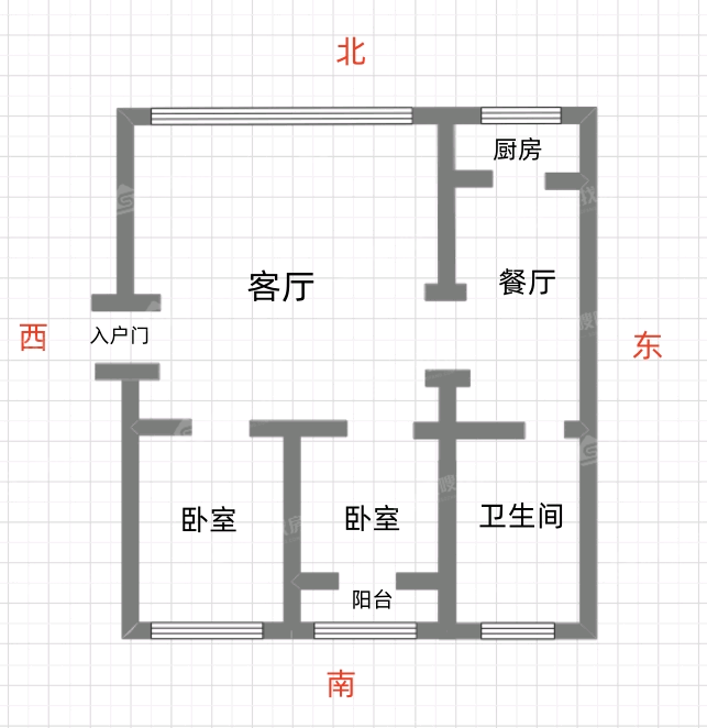 红阳小区2室2厅1卫83㎡