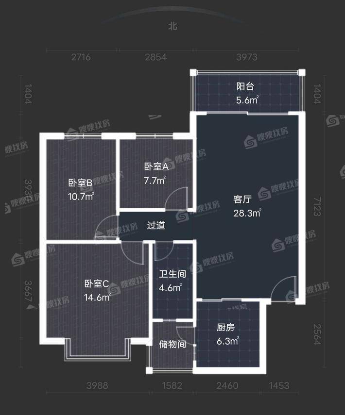 恒大御景半岛3室2厅1卫117㎡