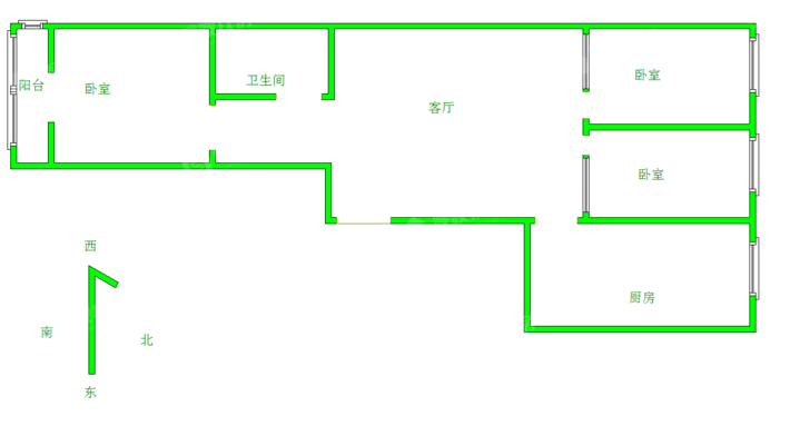 东方世纪城3室2厅1卫100㎡