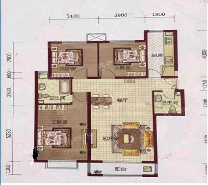 御河新城东区3室2厅2卫125㎡