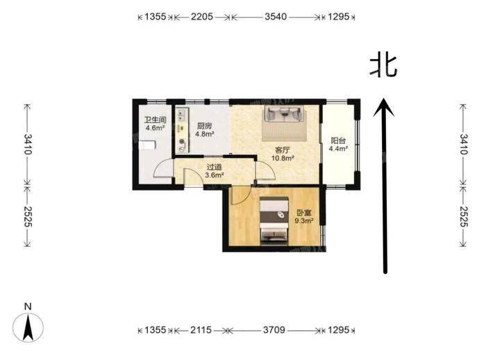 青鸟中山华府百合苑2室1厅1卫52㎡