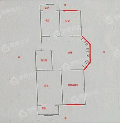 金秋家园3室2厅1卫96㎡