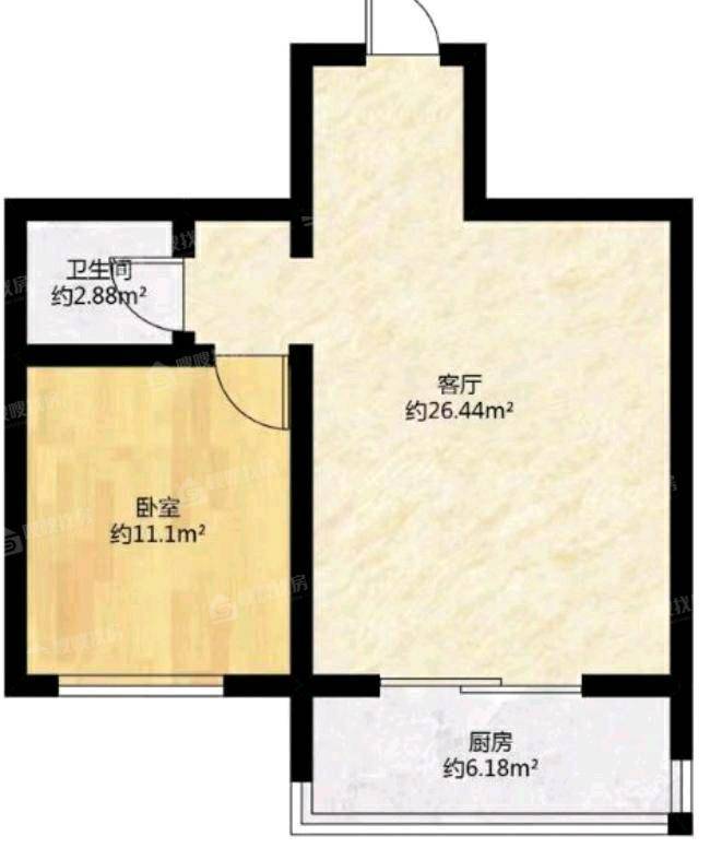 广厦阳光1室1厅1卫61㎡