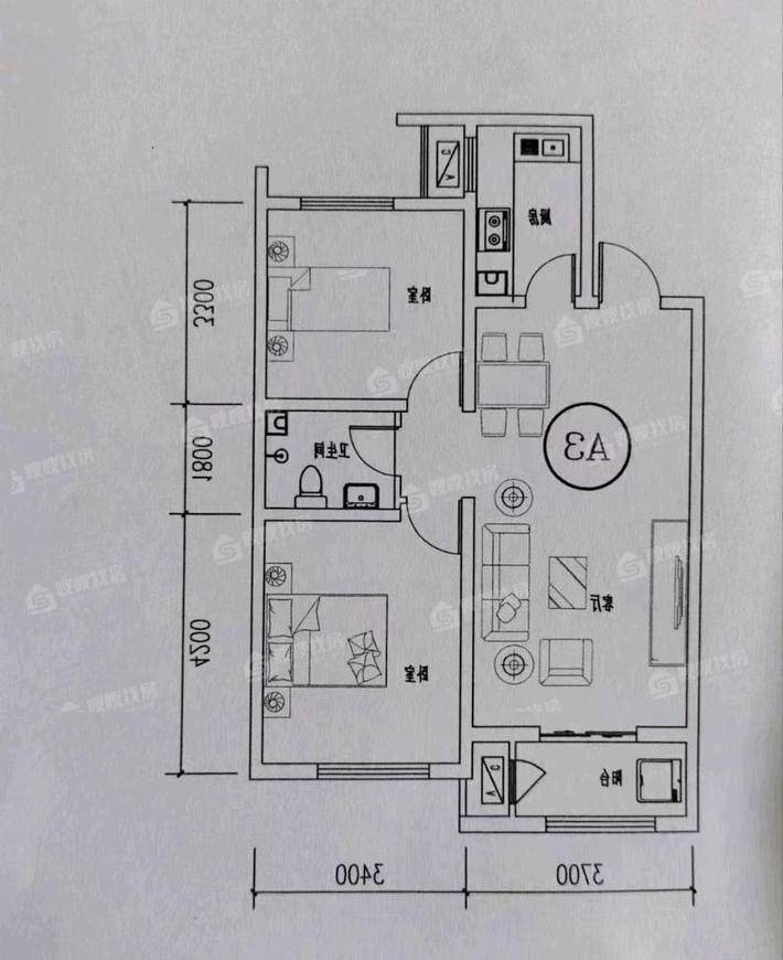 一世界书香华府2室2厅1卫91㎡