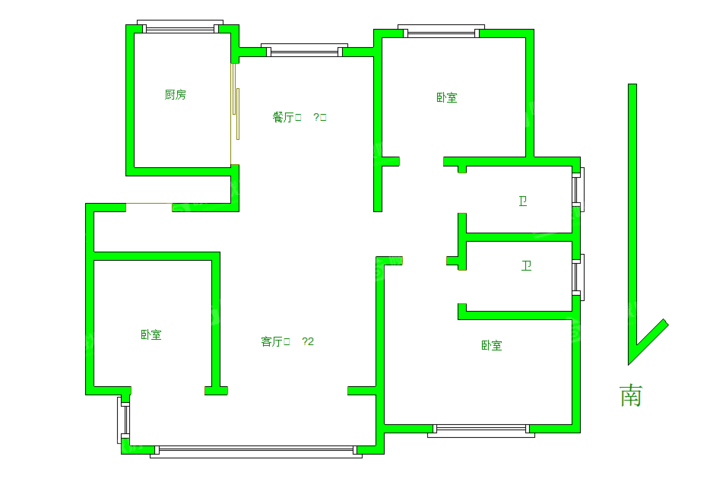 中梁观沧海3室2厅2卫135㎡