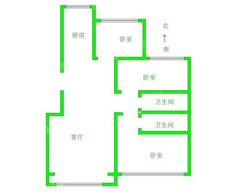 龙岸清华3室2厅1卫122㎡