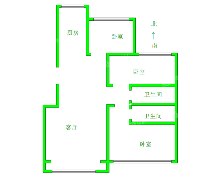 龙岸清华3室2厅1卫122㎡