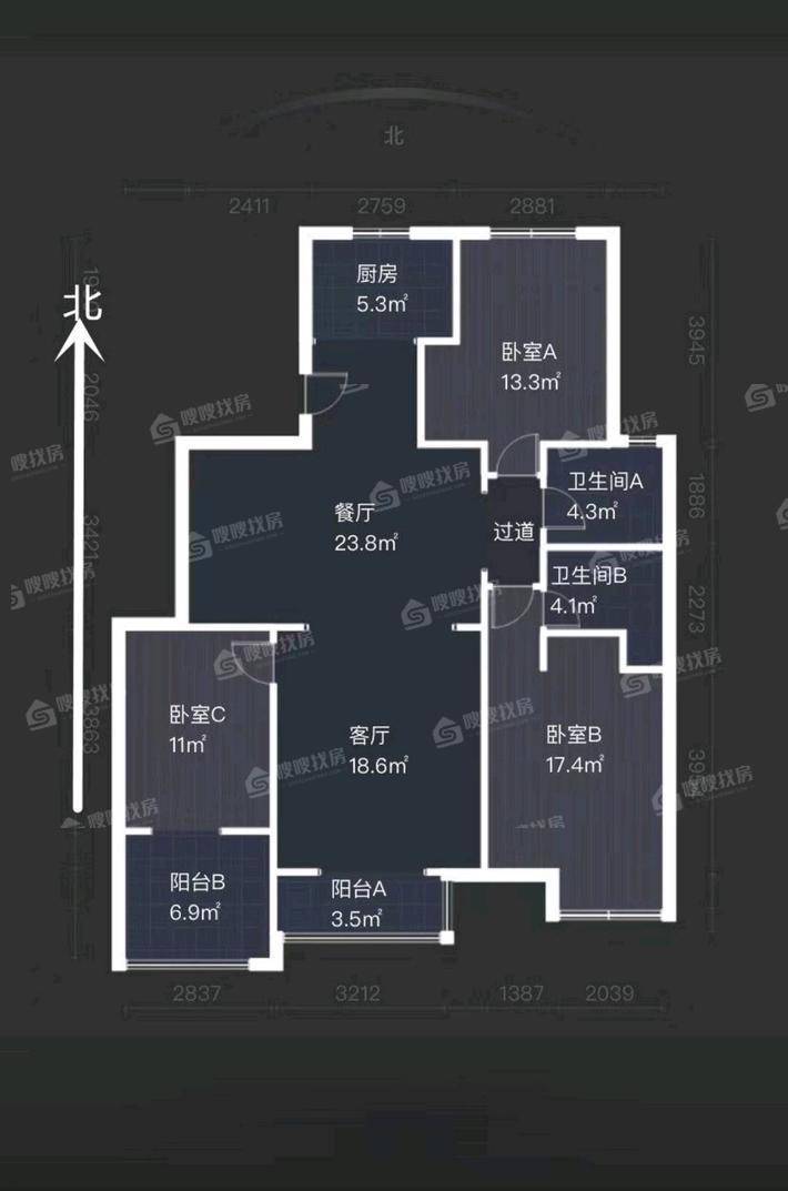 北郡小区（E区）3室2厅2卫150㎡