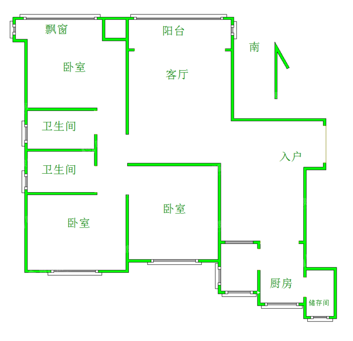 恒大城（商品房）3室2厅2卫146㎡