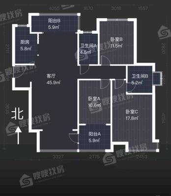 盛邦花园六区3室2厅2卫138㎡