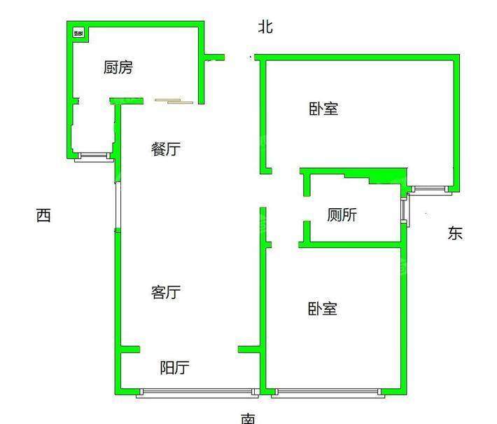 鼓楼上城西院2室2厅1卫117㎡