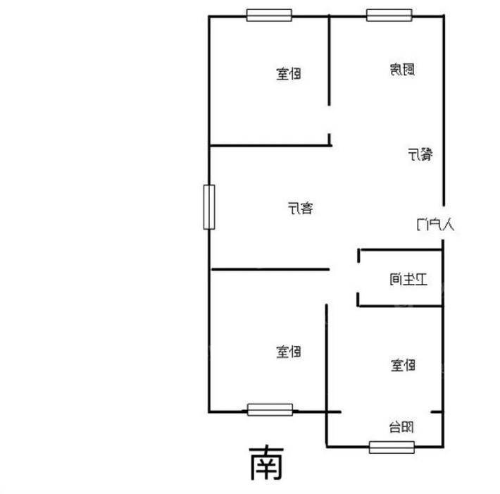 孔雀城B区3室2厅1卫100㎡