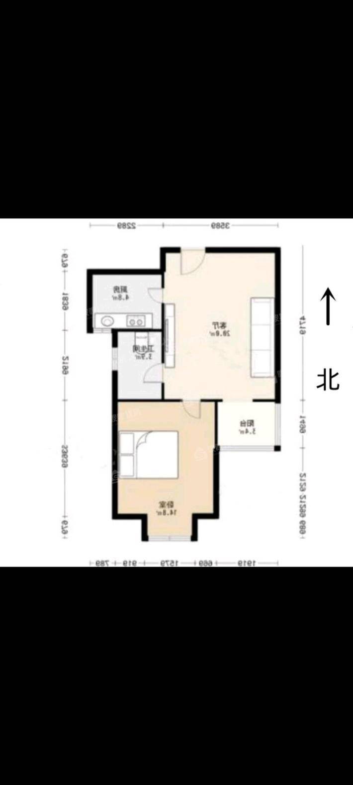 石门福地1室1厅1卫56㎡