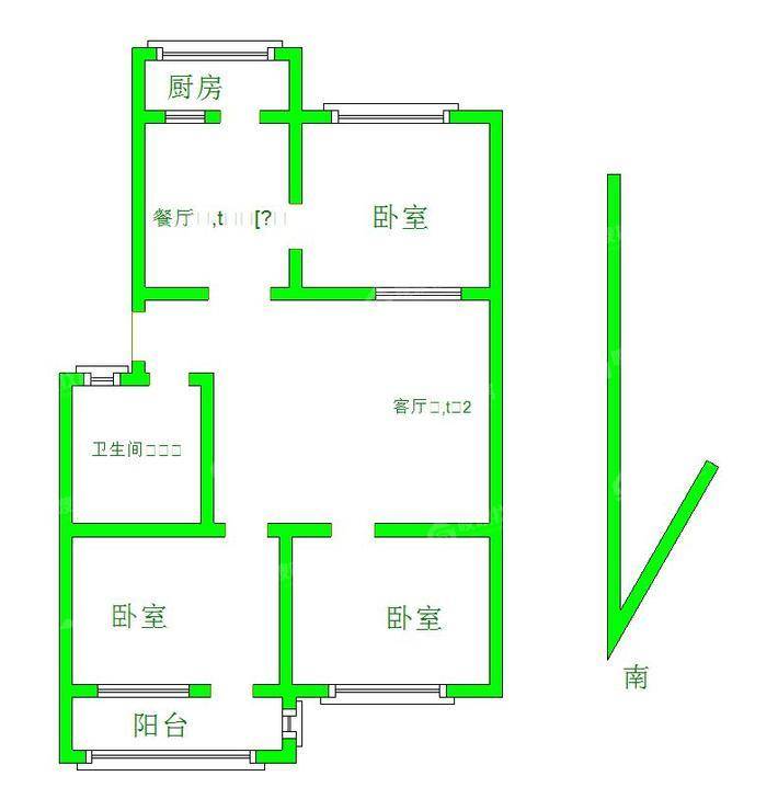 明珠居（国防工办）2室2厅1卫87㎡