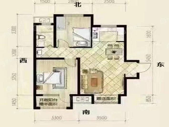 阿尔卡迪亚锦绣天地A区2室2厅1卫74㎡