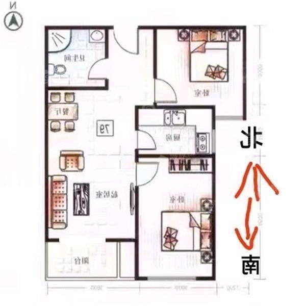 三里家园2室2厅1卫90㎡