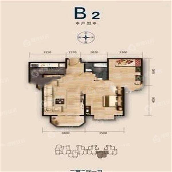 泰和世家（南区）2室2厅1卫84㎡