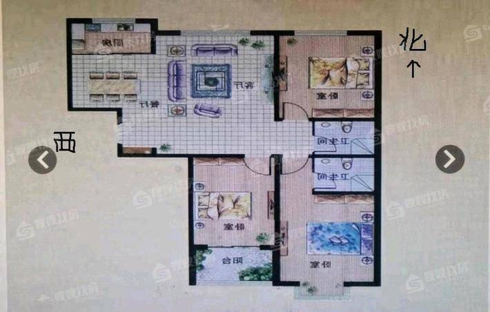东方世纪城西区3室2厅2卫130㎡