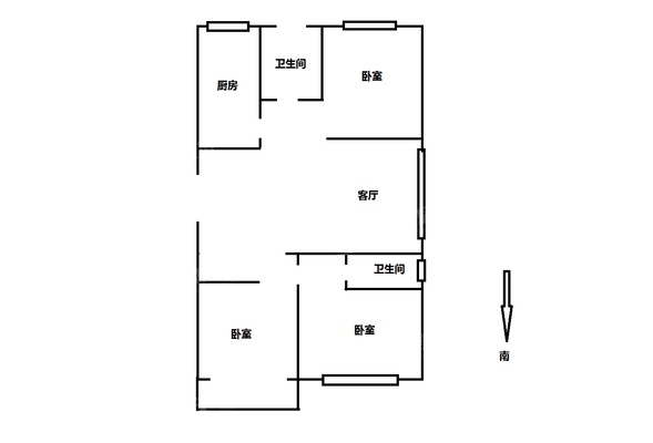 龙岸清华3室1厅1卫118㎡