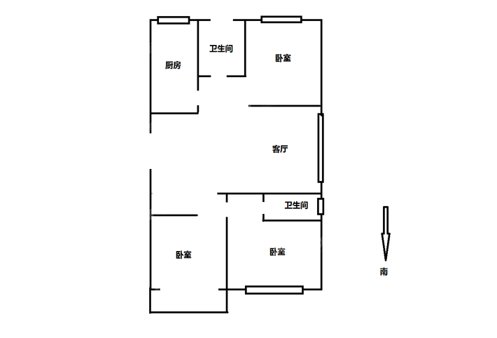 龙岸清华3室1厅1卫118㎡