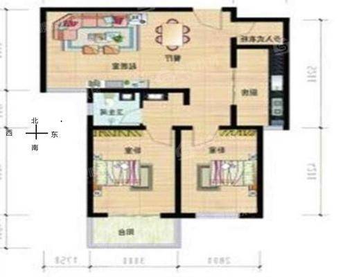 凤凰城（A区）2室2厅1卫90㎡