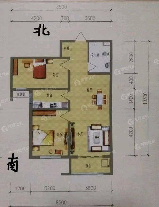 凤凰城（C区）2室2厅1卫95㎡