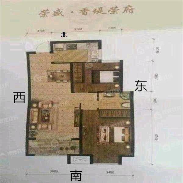 荣盛香堤荣府2室2厅1卫87㎡