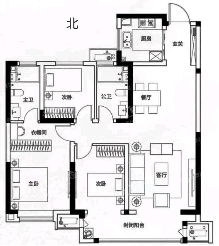 吾悦华府3室2厅2卫121㎡