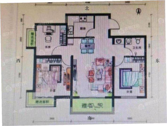 荣盛阿尔卡迪亚新儒苑3室2厅1卫92㎡