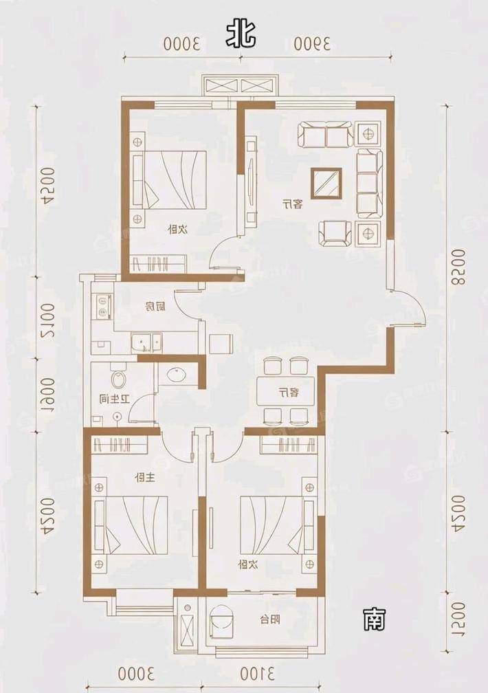 颐和庭园3室2厅1卫120㎡
