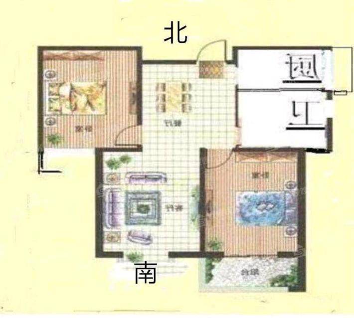 颐和文园东院2室2厅1卫87㎡