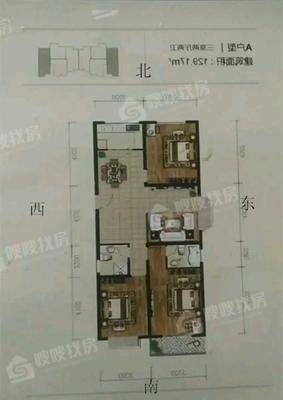 孔雀城B区3室2厅2卫125㎡