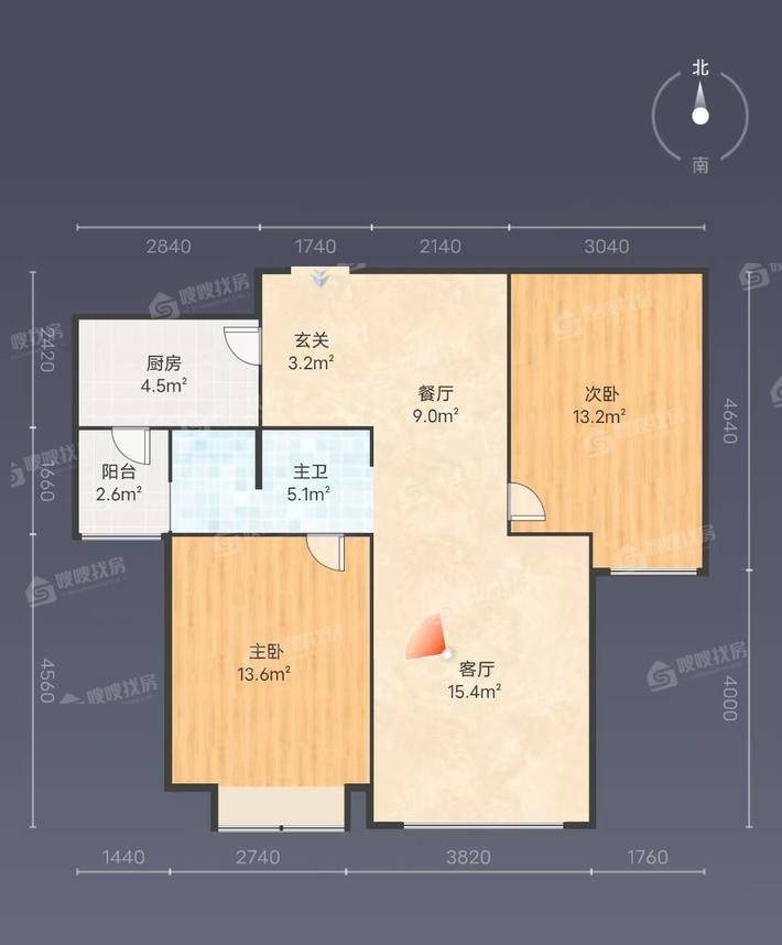 禧福荷堂B区2室2厅1卫82㎡