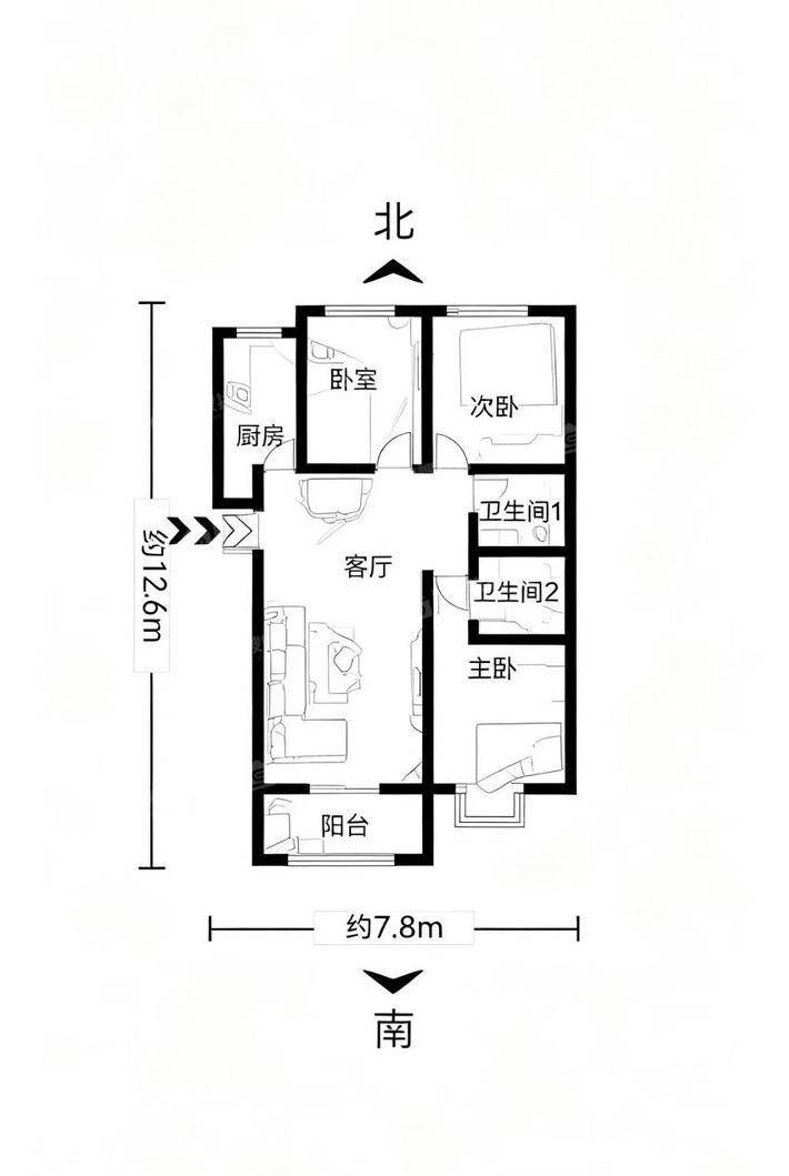 御河新城西区3室2厅2卫122㎡
