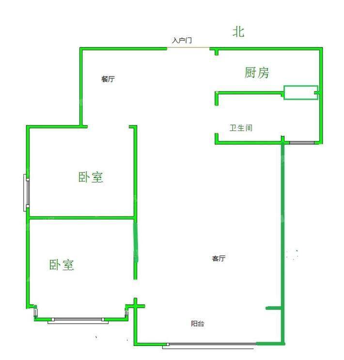 禧福荷堂A区2室1厅1卫86㎡