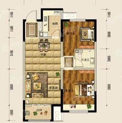 保利花园2室2厅1卫89㎡