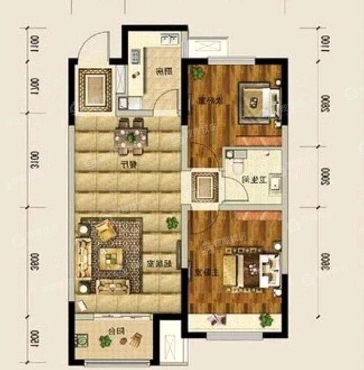 保利花园2室2厅1卫89㎡