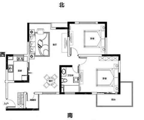 鼓楼上城西院2室2厅1卫120㎡
