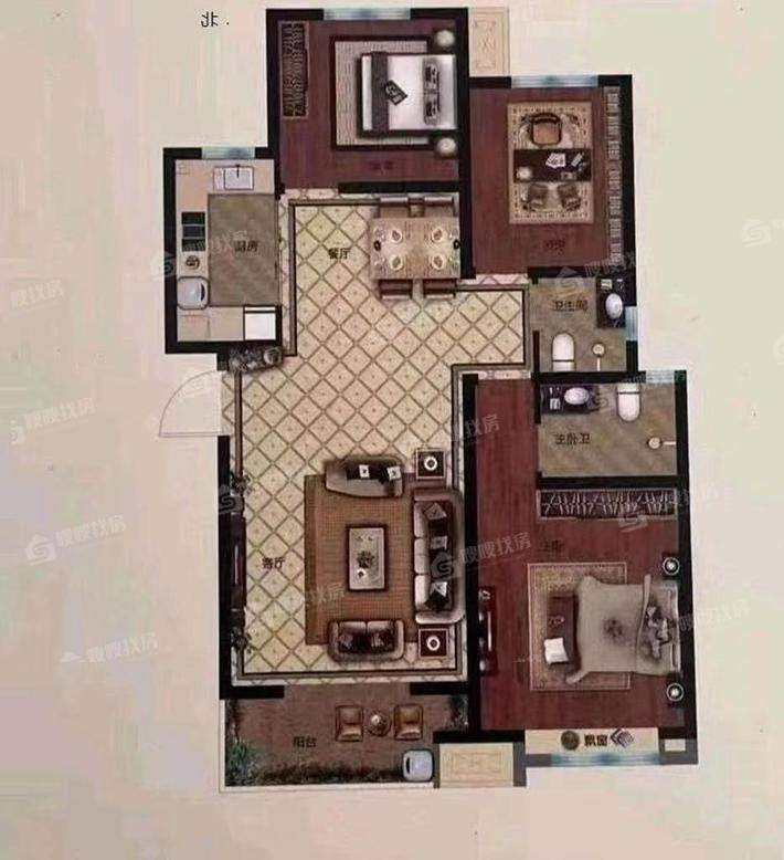 泰享嘉府一期3室2厅2卫122㎡